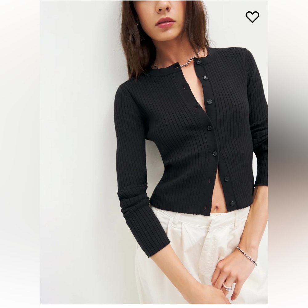 Reformation - Joanne Cotton Cardigan - black - size xs